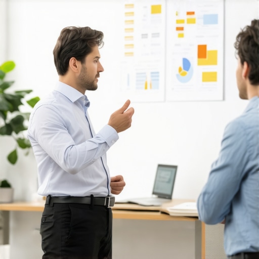 Expert Credit Counseling Session Financial advisor explaining credit strategies to client in office