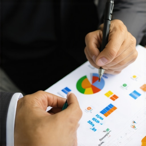 Financial advisor explaining credit factors to a client with charts.