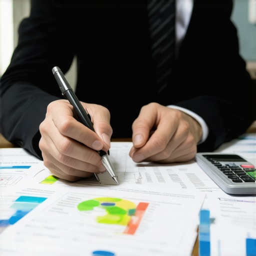 Advisor analyzing credit report with client.