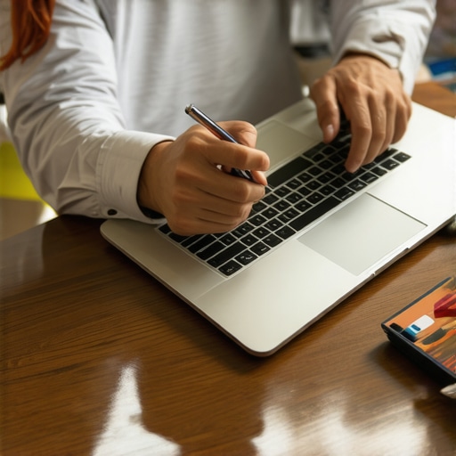 Individual analyzing credit report with financial tools