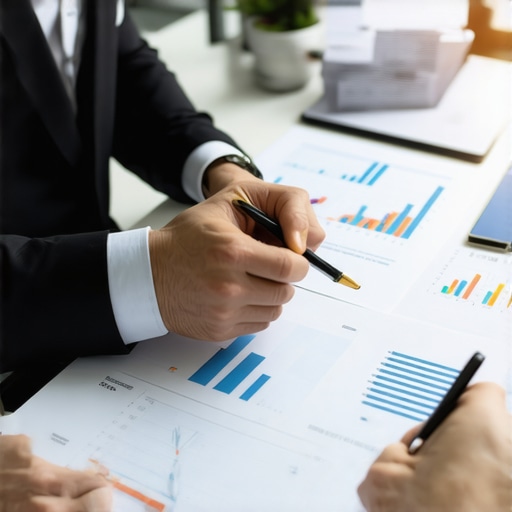 Financial advisor explaining credit strategies to client with charts and reports