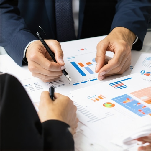 Financial Advisor Explaining Credit Strategies Expert discussing credit management with client at table