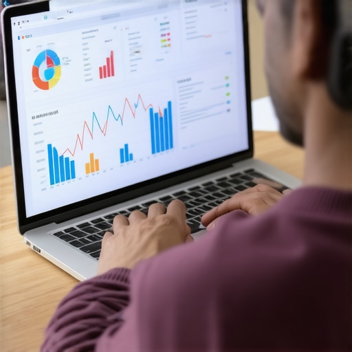 Person analyzing credit reports and using budgeting software on a laptop