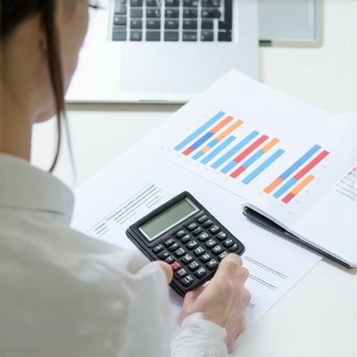 Person analyzing budget and debt plans on desk.