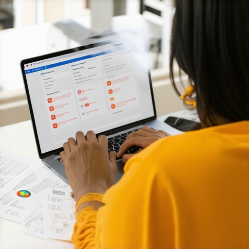 Person analyzing credit report on laptop for credit repair