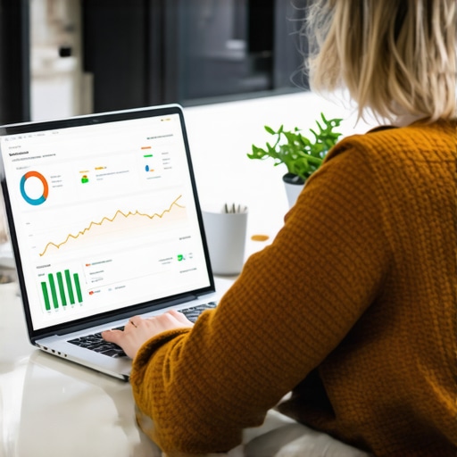 Using Financial Apps for Credit Maintenance Person managing credit score with apps on laptop in home office.