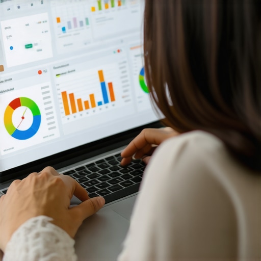 Person analyzing credit and financial data on a laptop for credit maintenance