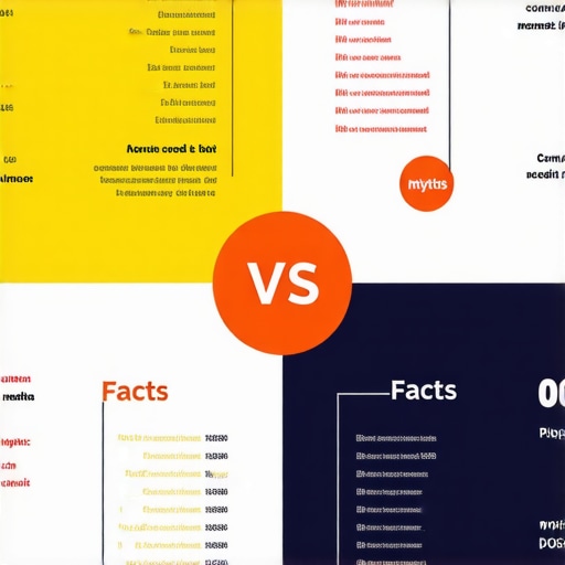 Infographic contrasting common misconceptions and truths about credit building and debt management.