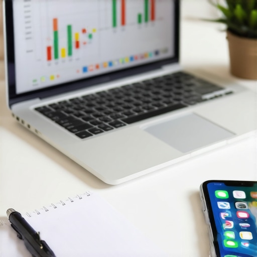 Desk setup with credit monitoring and financial planning tools