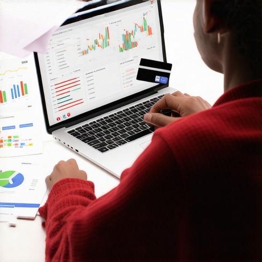 Person comparing low-interest credit cards on laptop with financial data