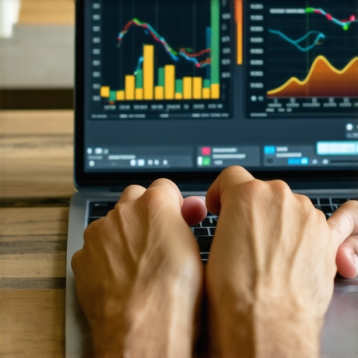 A person analyzing financial data on a laptop to monitor credit progress.