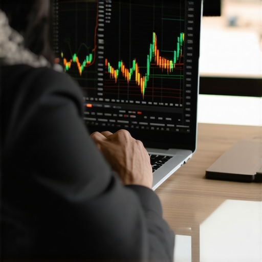 Person analyzing credit scores on a computer screen with graphs and alerts.