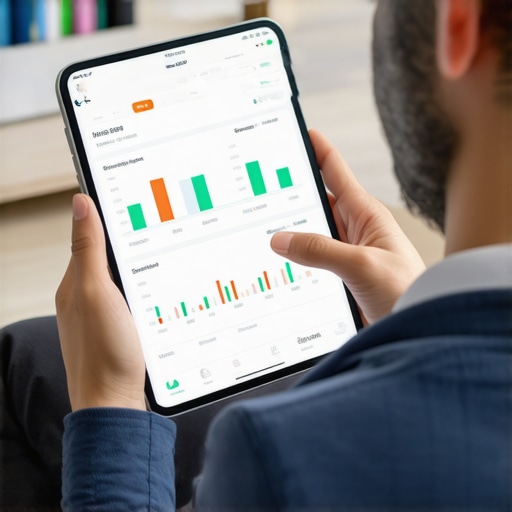 Person reviewing credit report on digital device with alerts and graphs