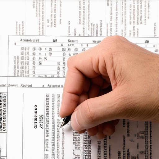 Person analyzing credit report for inaccuracies.