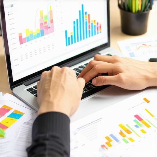 A person reviewing credit scores and financial data on a laptop in a home office.