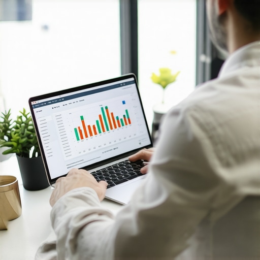 Person working on credit and debt management charts on a laptop.