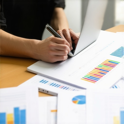 Individual analyzing credit reports and financial data on a laptop for ongoing credit management