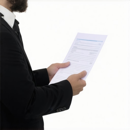 Person submitting proof of income and rent payments to a banker for credit approval