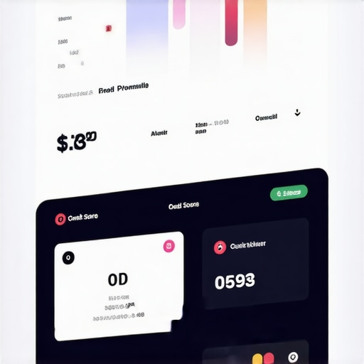 A visual representation of a digital credit monitoring dashboard showing scores, alerts, and financial data.