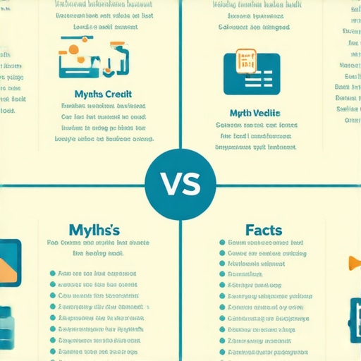 Infographic illustrating credit myths versus facts with icons