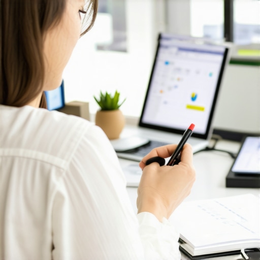 Digital Credit Management Person analyzing credit reports on a laptop with financial charts and tools.