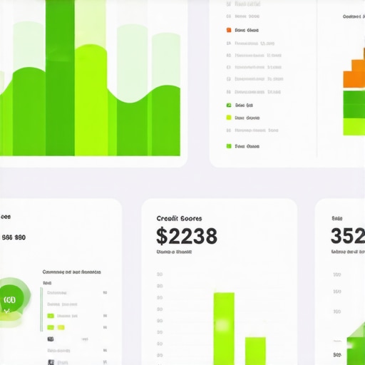 A modern digital dashboard showing credit scores and financial data for effective credit management.