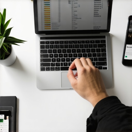 An individual reviewing credit monitoring alerts on their devices in a well-lit home office