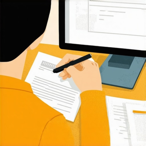 Person mailing dispute letter to credit bureau with documents and computer