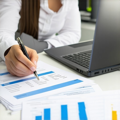A person examining credit report and disputing errors on a laptop.