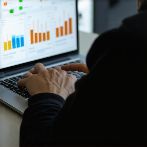 Person analyzing financial charts on laptop for credit management