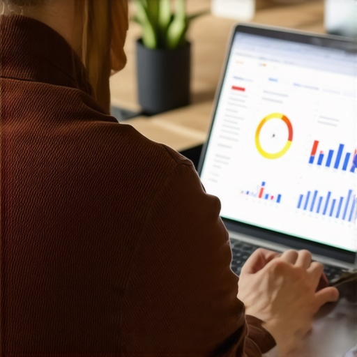 Person using financial software on a laptop to monitor and improve credit score.