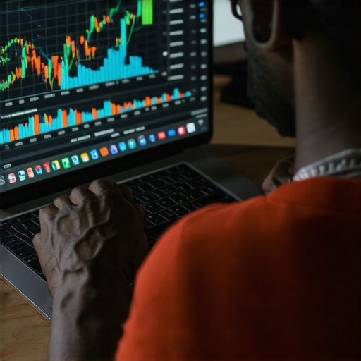 A person analyzing credit score data on a laptop with charts and graphs
