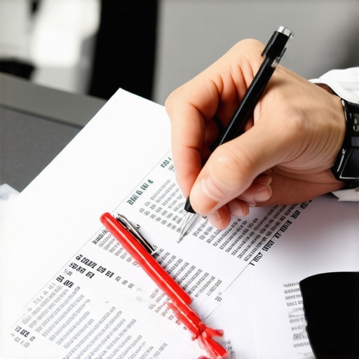 Expert analyzing credit reports Financial advisor reviewing credit reports with paperwork and pen