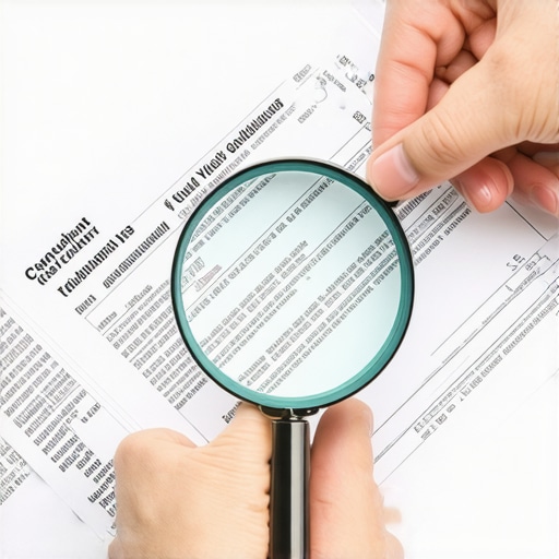 Person analyzing credit report details closely.
