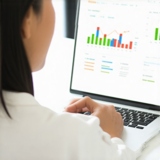 Long-term credit management tools in action Person monitoring credit scores and reports on a laptop for ongoing financial health