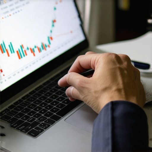 Person analyzing credit monitor on laptop with financial data