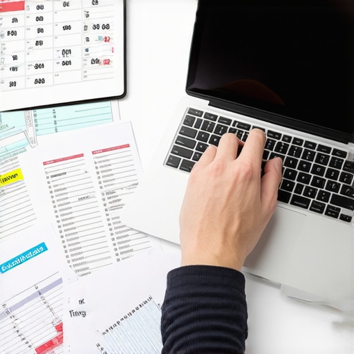 Individual analyzing credit report dates with calendar and documents