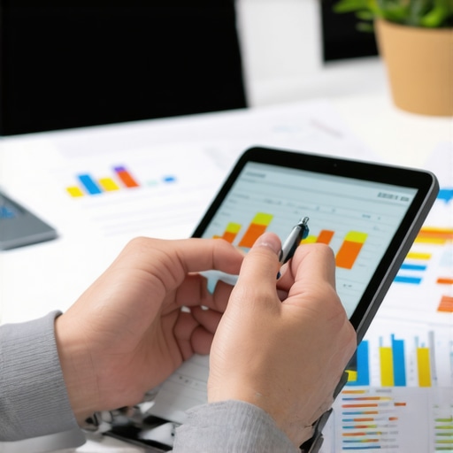 Person analyzing credit reports and financial data on a tablet
