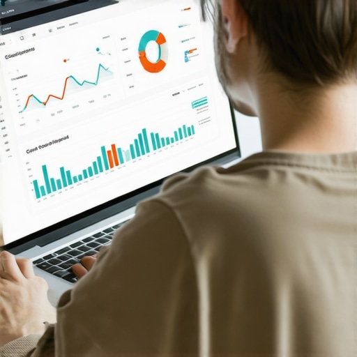 Individual analyzing credit report on computer with alerts and charts