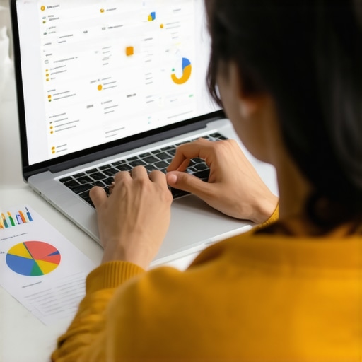 Person analyzing credit reports on a laptop for credit management