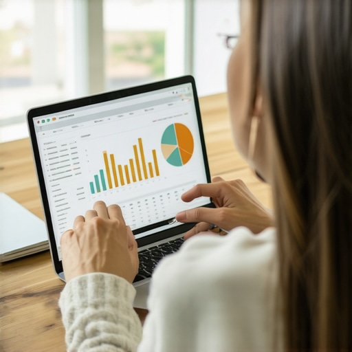 Monitoring Your Credit Progress Person analyzing credit report on a laptop with financial charts