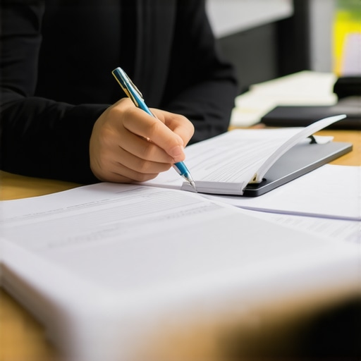 Person examining credit reports with a pen and notes, preparing disputes.
