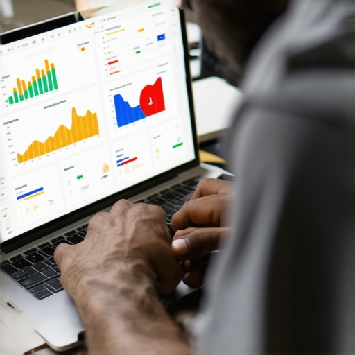 Person Reviewing Credit Data with Advanced Tools Individual assessing credit scores and financial tools on a laptop