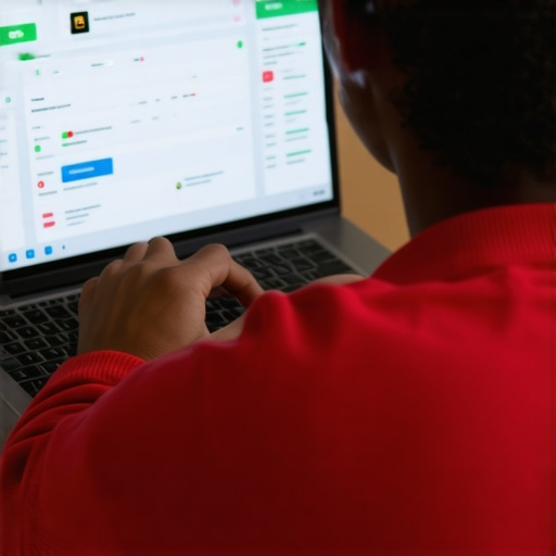 Individual checking credit scores and reports on digital devices, emphasizing ongoing credit maintenance.