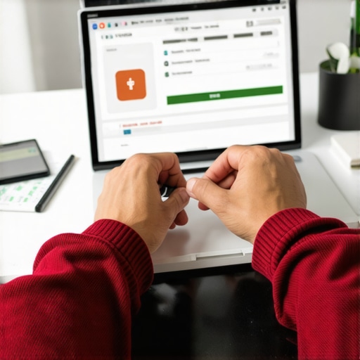 Person analyzing credit scores on a laptop using financial apps and tools