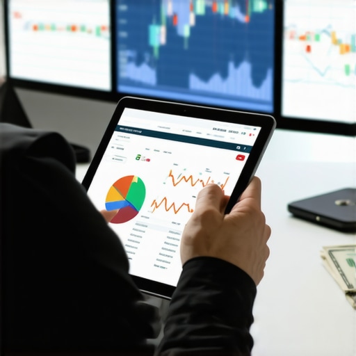 Person using a tablet to review credit scores and reports