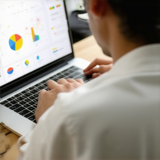 Person analyzing credit report on laptop with financial data.