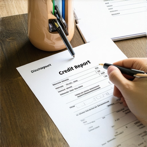 Person analyzing credit report details to identify errors for dispute.