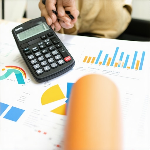 Individual analyzing budget charts and calculator for debt management