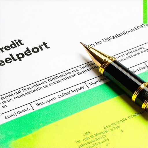 A person reviewing a credit report highlighting low utilization areas with a pen in hand